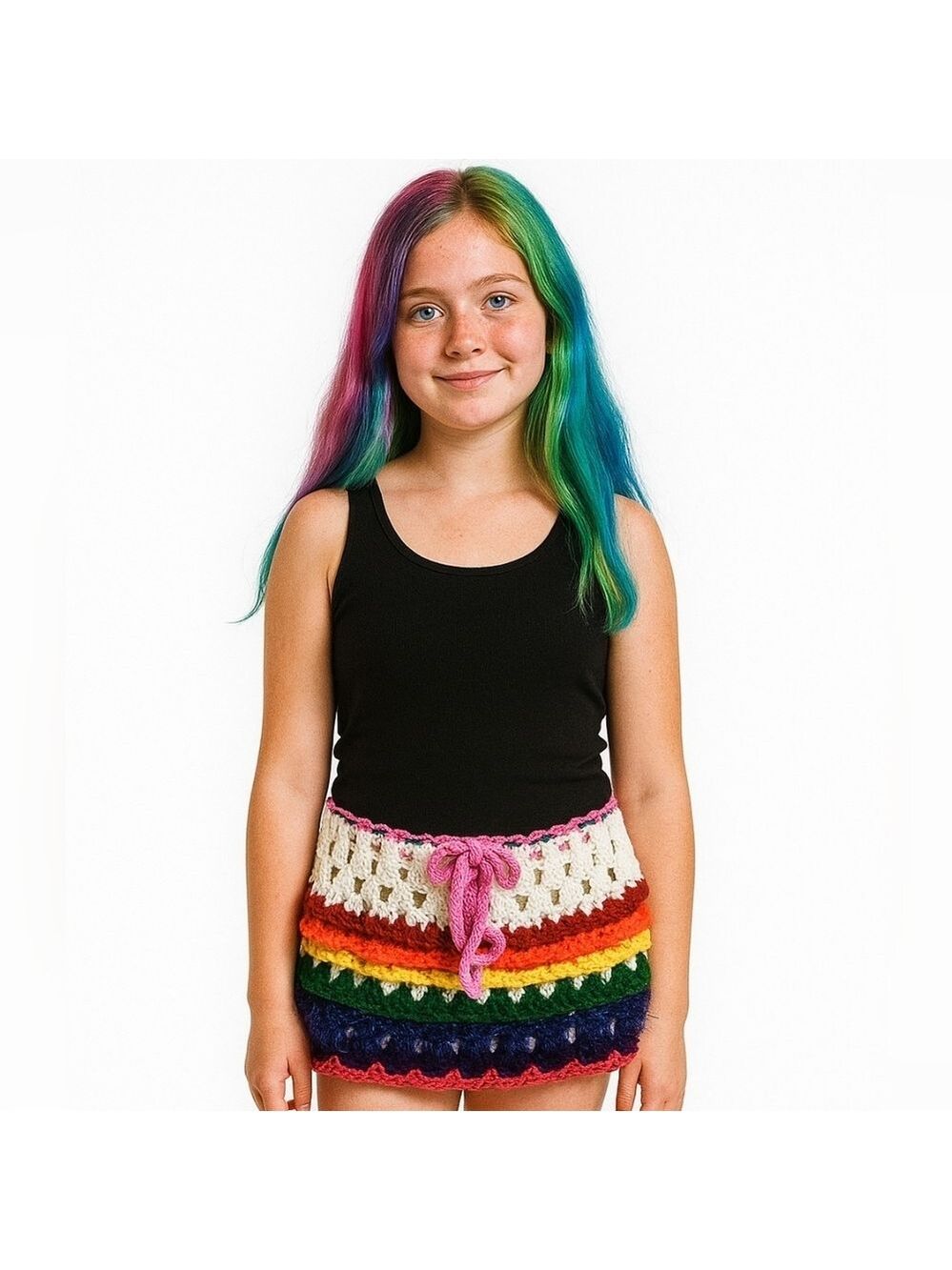 Hand Crafted 10Way Crochet Wearable Art LGBTQA+ 2025 Artisan belted Mini Skirt